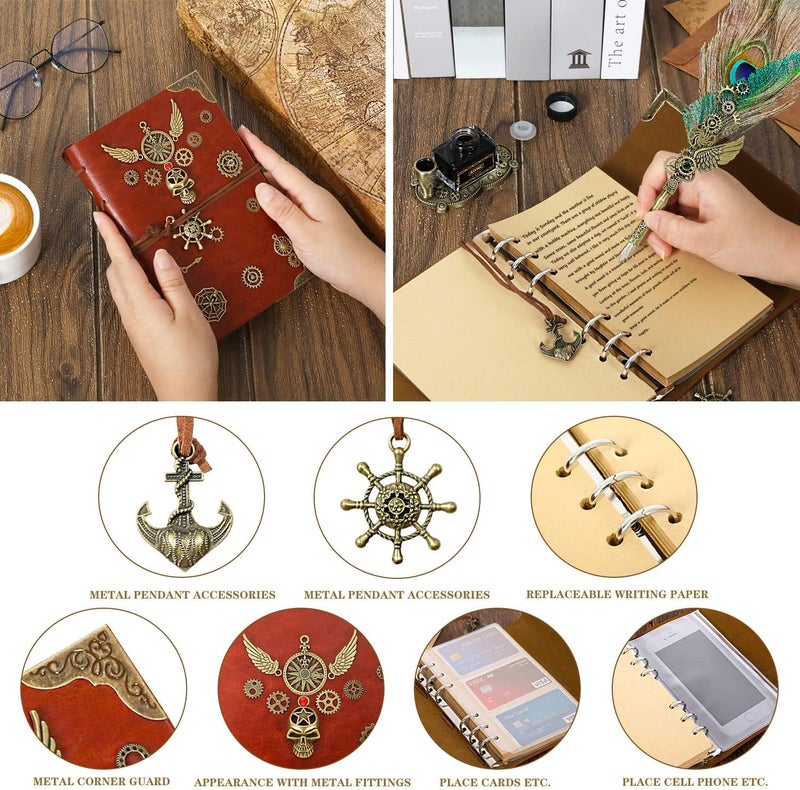 AIYNC Quill Pen and Ink Set, With Notebook Wax Seal Stamp Kit, Calligraphy Set for Writing Lovers, Valentine's Day and Birthday Gifts, Ideal for Holidays(Peacock Feather) - Image 4
